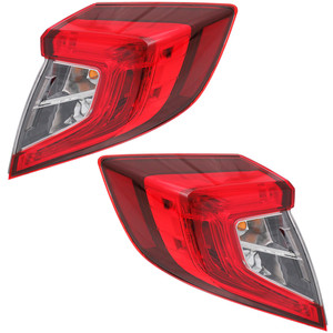 Tail Light Assembly Pair/Set for Honda Civic Sedan 2016-2021, Outer Right Passenger and Left Driver, Replacement 