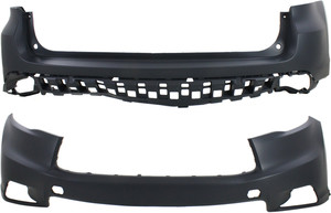 Front and Rear Bumper Cover Set for Toyota Highlander 2014-2016, Upper, Primed (Ready to Paint) - Replacement