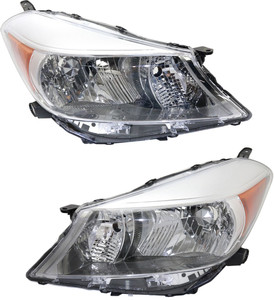 Headlight Pair/Set for 2012-2014 Toyota Yaris, Includes Right Passenger and Left Driver Lights, Replacement