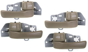 Front and Rear Interior Door Handle Pair/Set for Toyota Camry 1992-1996, Right Passenger and Left Driver, Beige (Taupe) Color, Without Case, Made of Plastic and Metal, Light Replacement
