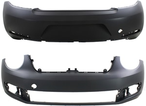 Front and Rear Bumper Cover Set for 2012-2016 Volkswagen Beetle, Primed (Ready to Paint), Excluding R-Line Model, Convertible/Hatchback Replacement