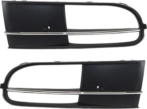 Front Fog Light Molding Pair/Set for 2012-2019 Volkswagen Beetle, Right Passenger and Left Driver, Black with Chrome Insert, Convertible Replacement