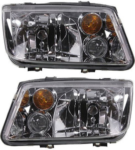 Headlight Pair/Set for 2002-2005 Volkswagen Jetta, Right Passenger and Left Driver, Lens and Housing, with Fog Lights, From VIN 2108642, Excluding GLI Model, Replacement