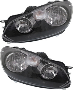 Pair/Set - Headlight Assembly for Volkswagen Jetta Wagon 2010-2014, Right Passenger and Left Driver, Halogen, Replacement