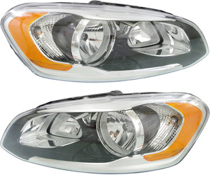 Headlight Assembly for Volvo XC60 2014-2017, Right Passenger and Left Driver Halogen Headlights, Replacement Pair/Set