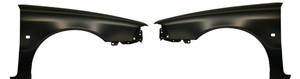 Front Fender Pair/Set for 2000 Volvo S40, Right Passenger and Left Driver, Primed (Ready to Paint), with Signal Light Hole, Replacement