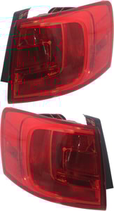 Tail Light Assembly Pair/Set for Volkswagen Jetta 2011-2018, Right Passenger and Left Driver, Outer, Sedan, Hybrid 2013-2014 Model, Without Rear Fog Lights, Halogen Replacement