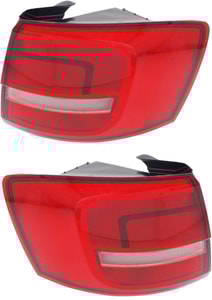 Tail Light Assembly Pair/Set for Volkswagen Jetta 2015-2015, Right Passenger and Left Driver, Outer, Clear & Red Lens, Replacement