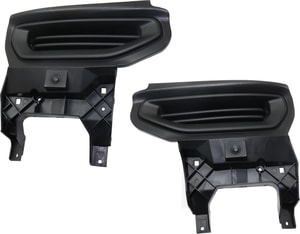 Front Fog Light Cover Pair/Set for GMC Sierra 1500 (2016-2018) / Sierra 1500 Limited (2019), Right Passenger and Left Driver, Textured Black, No Fog Light Hole, with Chrome Bumper, Replacement