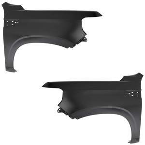 Front Fender Pair/Set for GMC Yukon/Yukon XL 2021-2023, Right Passenger and Left Driver, Black Steel, without Light Hole, Replacement