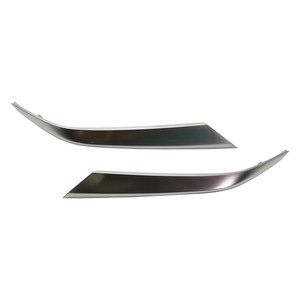 Front Bumper Molding Pair/Set for Hyundai Santa Fe 2019-2020, Right Passenger and Left Driver Side Garnish, Chrome Replacement