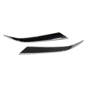 Front Bumper Molding Pair/Set for Hyundai Santa Fe 2019-2020, Right Passenger and Left Driver Side Garnish, Dark Chrome, Replacement