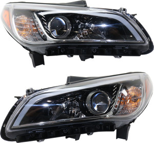 Headlight Assembly Pair/Set for 2015-2017 Hyundai Sonata, Right Passenger and Left Driver, Halogen with Daytime Running Light, Excludes Hybrid Model, Canada Built, Replacement