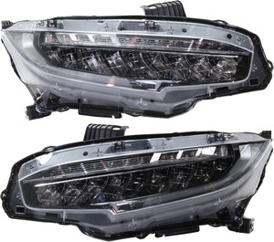 Pair/Set - LED Headlight Assembly for Honda Civic 2016-2021, Right Passenger & Left Driver, Compatible with Coupe/Hatchback (2016-2019), Type R (2021, 2017-2019), Si, Sedan (2016-2019), 18-Touring Model, North America Built