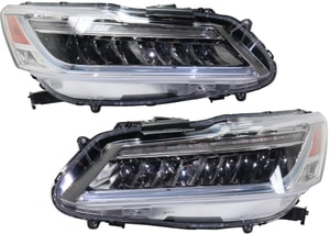 Headlight Assembly for 2017 Honda Accord Hybrid Model, Pair/Set of 2, Right Passenger and Left Driver LED, Replacement