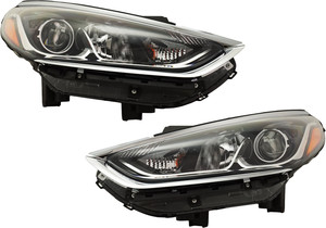 Headlight Assembly Pair/Set for Hyundai Sonata 2018-2019, Right Passenger and Left Driver, Halogen, Replacement