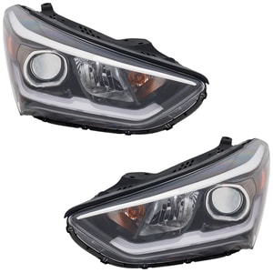 Headlight Halogen Pair/Set for Hyundai Santa Fe 2017-2018 & Santa Fe XL 2017-2019, Right Passenger & Left Driver, Replacement