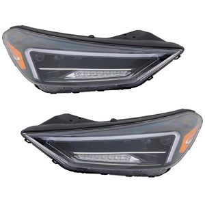 LED Headlight Assembly Pair/Set for Hyundai Tucson 2019-2021, with LED Accent Light, Right Passenger and Left Driver Replacement 