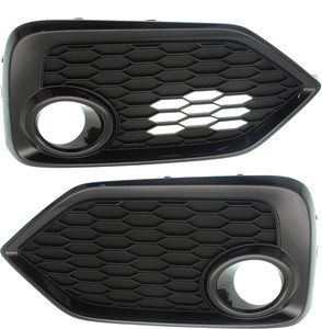 Front Fog Light Molding Pair/Set for 2017-2019 Honda Civic, Primed (Ready to Paint), Right Passenger and Left Driver Side Garnish, With or Without ACC, Excluding Type R Model, for HB/Si, Coupe/Sedan - Replacement