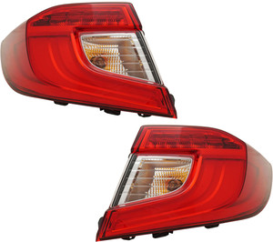 Tail Light Pair/Set for 2018-2022 Honda Accord, Outer Right Passenger and Left Driver, Replacement