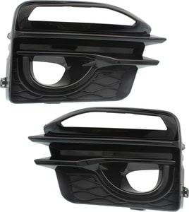 Pair/Set - Front Fog Light Molding for INFINITI Q50 2014-2017, Right Passenger and Left Driver, Black with Chrome Trim, Compatible with Red Sport, Hybrid, Sport Type 2014-2015, Sport Models - Replacement Set
