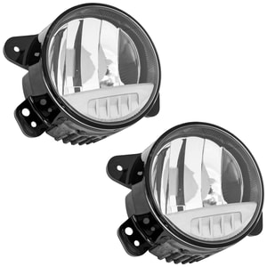 Front Fog Light Assembly for Jeep Wrangler 2007-2021 and Gladiator 2020-2023, LED, Right Passenger and Left Driver, Type 2 (Wrangler JK), Black Bumper (Wrangler JL), Type 1 (Gladiator), Replacement Set