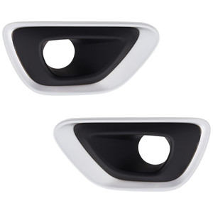 Front Fog Light Molding Pair/Set for 2014-2016 Jeep Grand Cherokee, Right Passenger and Left Driver, Black with Silver Trim, Excluding SRT Model - Replacement