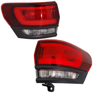 Pair/Set - Tail Light Assembly for Jeep Grand Cherokee WK 2014-2022, Right Passenger & Left Driver, Outer w/ Gray Bezel, 80th Anniversary/Laredo/Limited/Overland/Summit Models, w/o Platinum Insert, Granite Trim, Replacement
