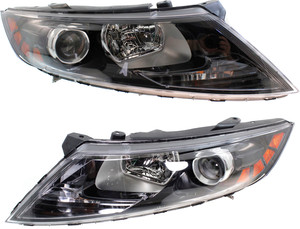 Pair/Set - OPTIMA Headlight Assembly for 2011 Kia, Right Passenger and Left Driver, Halogen, Excludes Hybrid Model, Korea Built, Valid Until 12-6-2010, Replacement