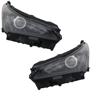 Headlight Assembly Pair/Set for Lexus NX300/NX300H 2018-2021, Right Passenger and Left Driver, LED, Single Beam, without F Sport Package, Replacement