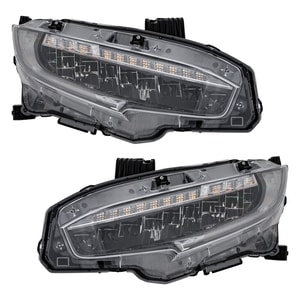 Headlight Assembly Pair/Set for Honda Civic Sedan/Hatchback 2020-2021, Coupe 2020, Touring Model, North America Built Vehicle, LED, Right Passenger and Left Driver Replacement
