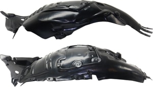 Front Splash Shield Pair/Set for Mercedes-Benz C-Class 2015-2021, Right Passenger and Left Driver, Front Section, Injection Molded Polypropylene, Sedan (Exc. C63 AMG Model) Replacement