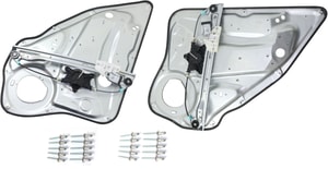 Window Regulator Pair/Set for Mercedes-Benz C-Class 2008-2014, E-Class 2010-2016, Rear Right Passenger & Left Driver, Power, Without Motor, With Panel, Sedan/Wagon, Replacement