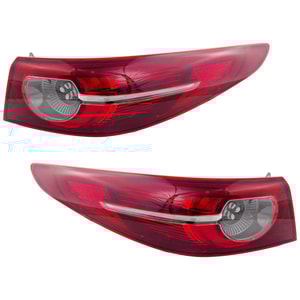 Pair/Set - LED Tail Light Assembly for 2019-2021 Mazda Mazda 3 Sedan, Right Passenger and Left Driver Sides, Outer with Signature Lighting, Replacement Set