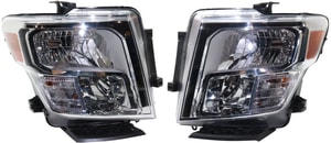 Headlight Assembly Pair/Set for Nissan Titan 2017-2021, Titan XD 2016-2019, Right Passenger and Left Driver, Halogen, Fits S/SV Models, Replacement