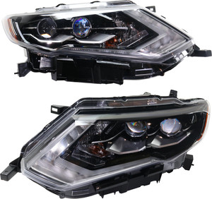 Headlight Assembly Pair/Set for Nissan Rogue 2017-2020, LED, Right Passenger and Left Driver, Replacement