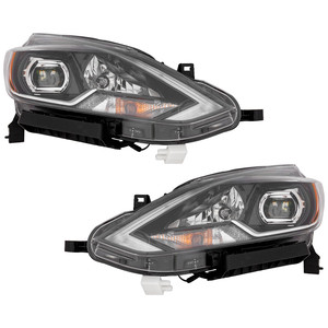 Pair/Set - LED Headlight Assembly for Nissan Sentra 2016-2017, Right Passenger and Left Driver Replacement