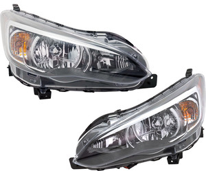 Headlight Assembly Pair/Set for Subaru Crosstrek (2018-2023) & Impreza (2017-2022) - Right Passenger & Left Driver, Halogen, Suits Base/Premium/Sport Models, Replacement