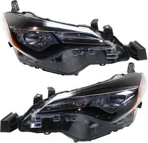 Headlight Assembly Pair/Set for 2017-2019 Toyota Corolla CE/L/LE/LE ECO Models, Right Passenger and Left Driver Side, Bi-LED with LED Daytime Running Lights, Replacement