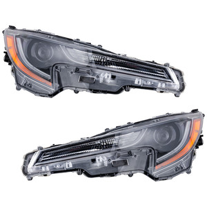 Headlight Pair/Set for Toyota Corolla 2020-2022, Right Passenger and Left Driver, Lens and Housing, LED, L/LE Model Sedan, Japan Built Vehicle, Excludes Hybrid Model, Replacement