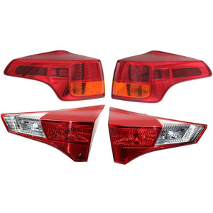 Tail Light Assembly Pair/Set for Toyota RAV4 2013-2015, Right Passenger and Left Driver, Inner and Outer, Halogen, Excluding EV Model, North America Built Vehicle Replacement