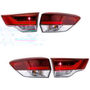 Tail Light Assembly Pair/Set for 2019 Toyota Highlander, Includes Inner and Outer Right Passenger and Left Driver Lights, Replacement