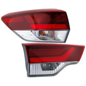 Tail Light Set for 2019 Toyota Highlander, Inner and Outer Left Driver, Replacement