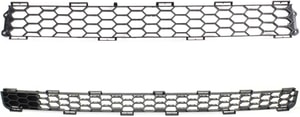 Front Bumper Grille Set for Scion XB 2004-2006, Upper and Lower, 2-Pack, Plastic, Black Replacement