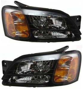 Headlight Assembly Pair/Set for Subaru Legacy GT/GT Limited Models 2000-2004 & Outback 2000-2004, and Baja Base/Turbo Models 2003-2006, Halogen, Right Passenger and Left Driver, Replacement