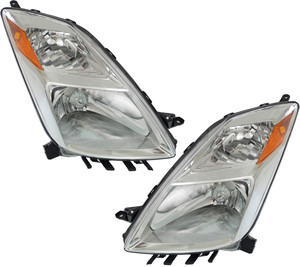 Headlight Pair/Set for 2004-2006 Toyota Prius, Includes Right Passenger and Left Driver Lens and Housing, Halogen, Up To November 2005, Replacement