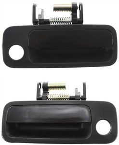 Front Door Handle Pair/Set for Toyota Camry/ES300 1997-2001, Right Passenger and Left Driver, Outside, Smooth Black, with Keyhole, Made of Plastic, USA Built, Replacement