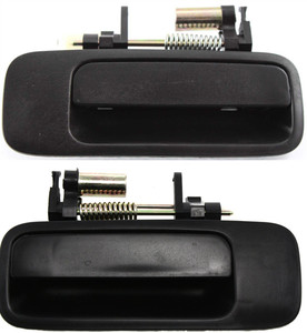 Rear Door Handle Pair/Set for Toyota Camry/ES300, 1997-2001, Right Passenger and Left Driver, Outside, Smooth Black Plastic, USA Built, Replacement