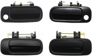 Front and Rear Door Handle Pair/Set for Toyota Camry 1992-1996, Right Passenger and Left Driver, Outside, Smooth Black Replacement Set