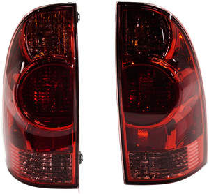 Pair/Set - Tail Light Assembly for 2005-2015 Toyota Tacoma, Right Passenger and Left Driver, Halogen/Standard Type, Red Lens, Replacement